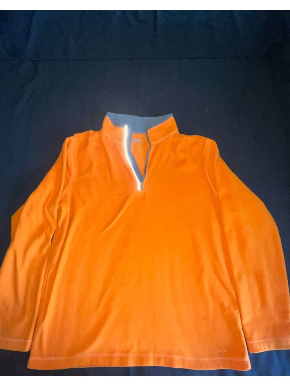 Fila Mens Orange Fleece Pullover Half-Zip Jacket XL